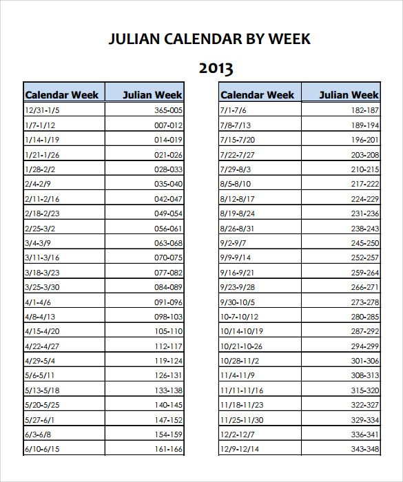 11 Sample Julian Calendar Templates To Download For Free Sample Templates - 2014 Calendar With Julian Dates And Week Numbers