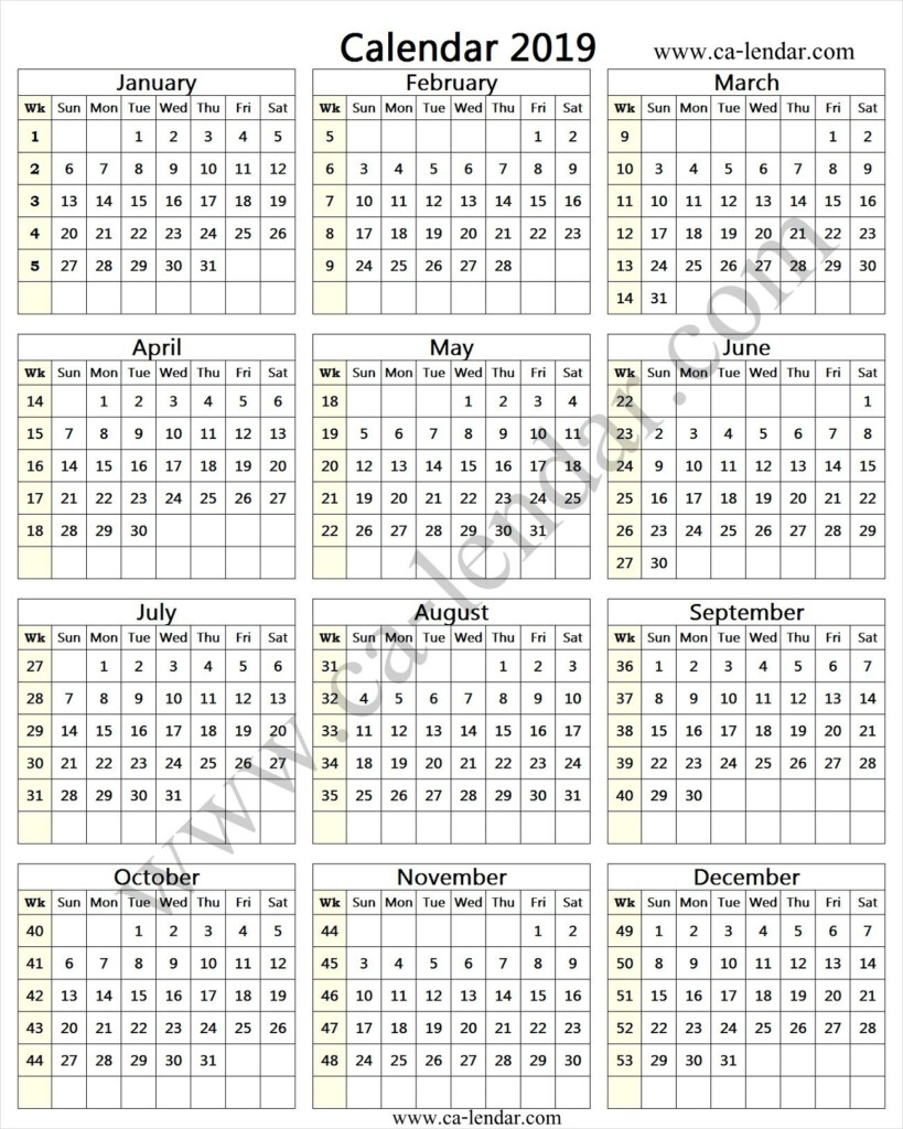 20 2019 Week Numbers Free Download Printable Calendar Templates  - 2019 Calendar With Week Numbers Math