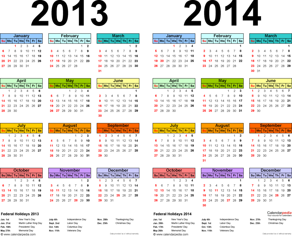 2013 2014 Two Year Calendar Free Printable Excel Templates - Financial Year Calendar 2013 14 With Week Numbers