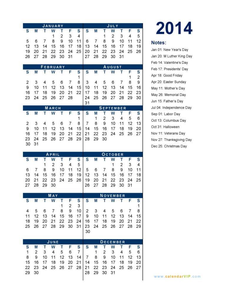 2014 Calendar Blank Printable Calendar Template In PDF Word Excel - Calendar 2014 Week Numbers Pdf