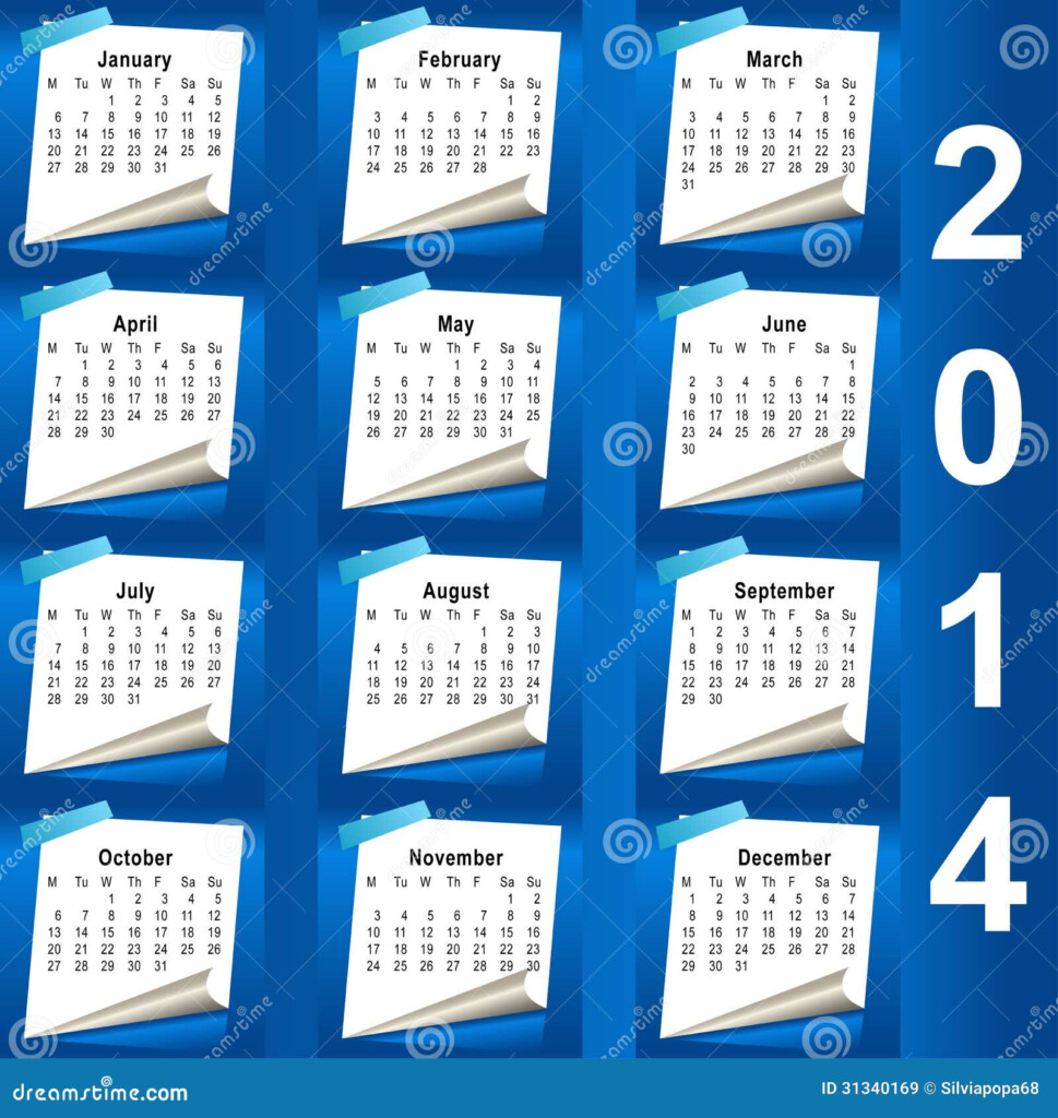 2014 Calendar Design Week Starts With Monday Stock Illustration  - 2014 Calendar With Week Numbers Starting Monday