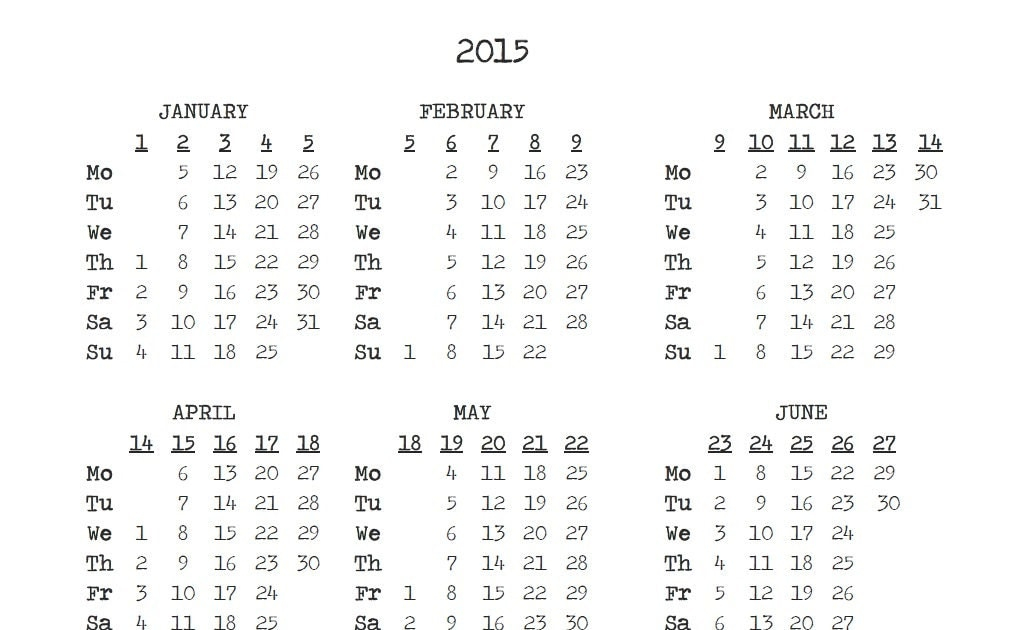 2015 Calendar By Week Number - 2015 Calendar With Week Numbers Epoch