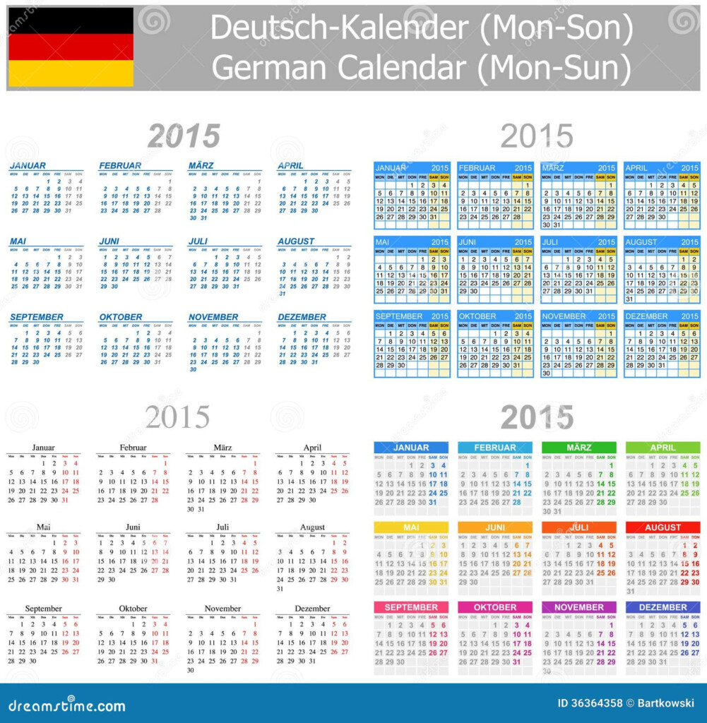 2015 German Mix Calendar Mon Sun Stock Vector Illustration Of Italic  - German Calendar 2015 With Week Numbers