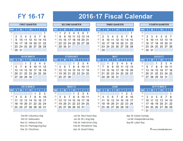 2016 Fiscal Year Calendar USA 07 Free Printable Templates - Fiscal Year 2016 Calendar With Week Numbers