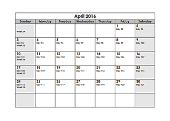 2016 Yearly Julian Calendar 01P Free Printable Templates - Julian Calendar 2016 With Week Numbers