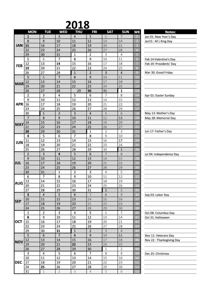 2018 Calendar With Week Numbers Printable Planner Educative Printable - 2018 Calendar With Week Numbers Printable