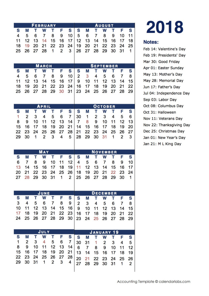 2018 Fiscal Period Calendar 4 4 5 Free Printable Templates - Fiscal Calendar 2018 Week Numbers