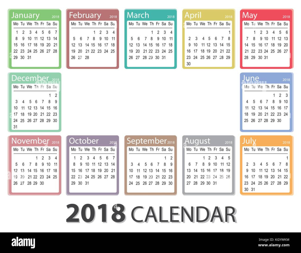 2018 Year Calendar Week Starts On Monday Monthly Calendar Template  - Calendar With Week Numbers 2018 Start Monday