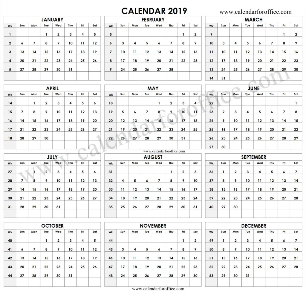 2019 Calendar With Week Numbers Free Download Printable Calendar  - 2019 Calendar Weeks Numbered