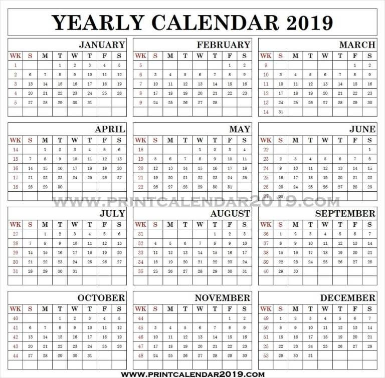 2019 Calendar With Week Numbers Free Download Printable Calendar  - 2019 Calendar With Week Numbers Excel Download