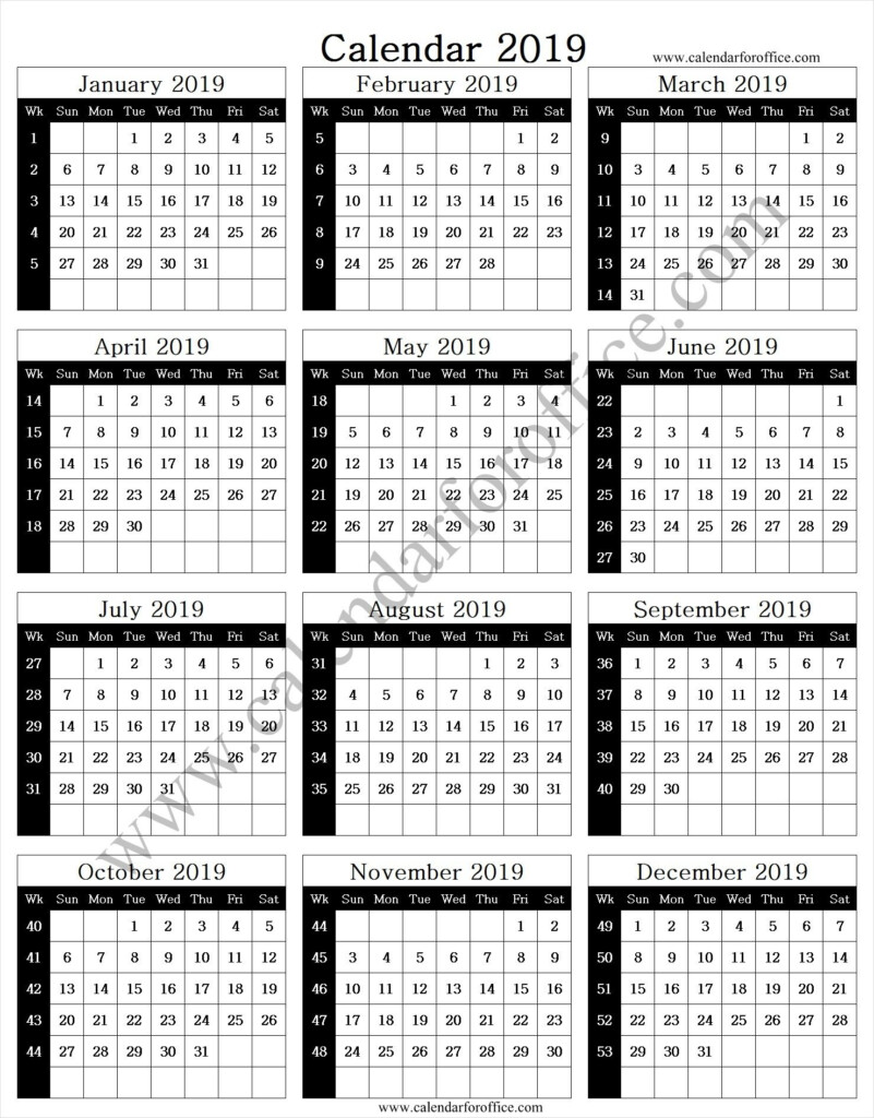 2019 Calendar With Week Numbers Free Download Printable Calendar  - 2019 Calender Week Numbers