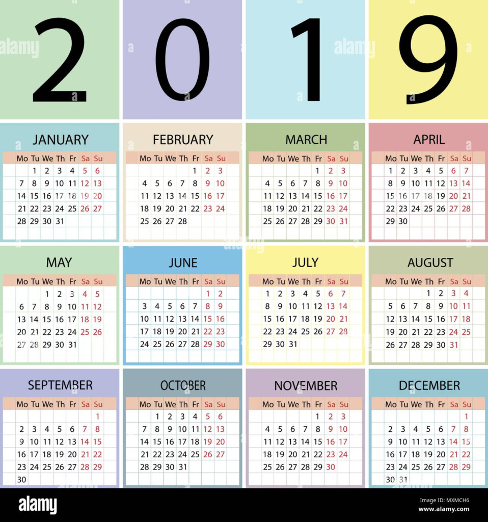 2019 Calendar With Week Numbers Printable - 2019 Calendar With Week Numbers Starting Monday