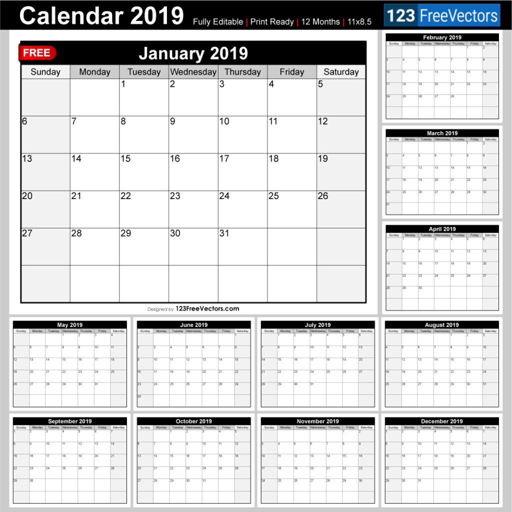 2019 Calendar With Week Numbers Printable - Monthly Calendar With Week Numbers 2019