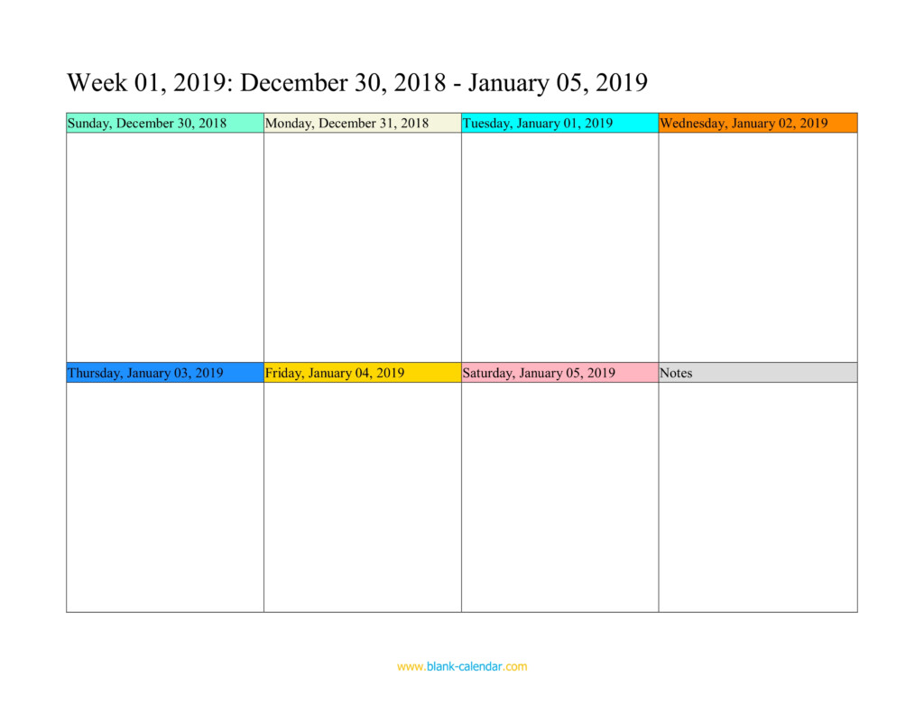 2019 Calendar With Week Numbers Printable - Weekly Calendar 2019 With Week Numbers Printable