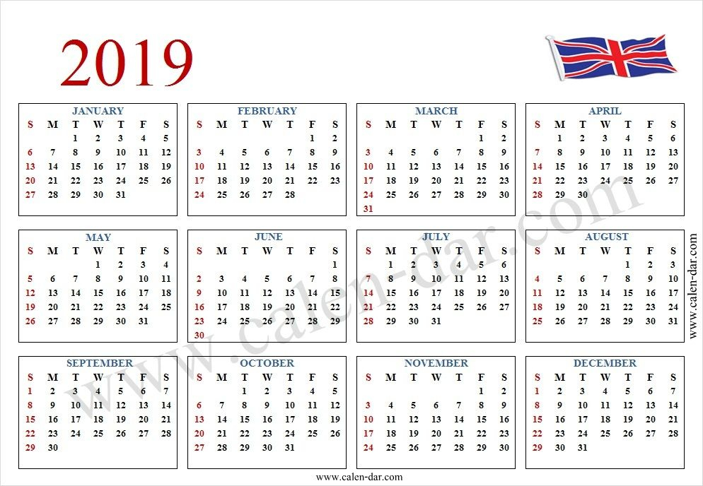 2019 Calendar With Week Numbers Uk Weekly Calendar Calendar With  - Uk Calendar 2019 With Week Numbers