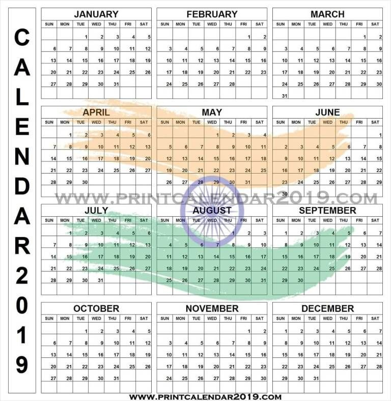 2019 Indian Calendar With Week Numbers Calendar With Week Numbers  - 2019 Indian Calendar With Week Numbers