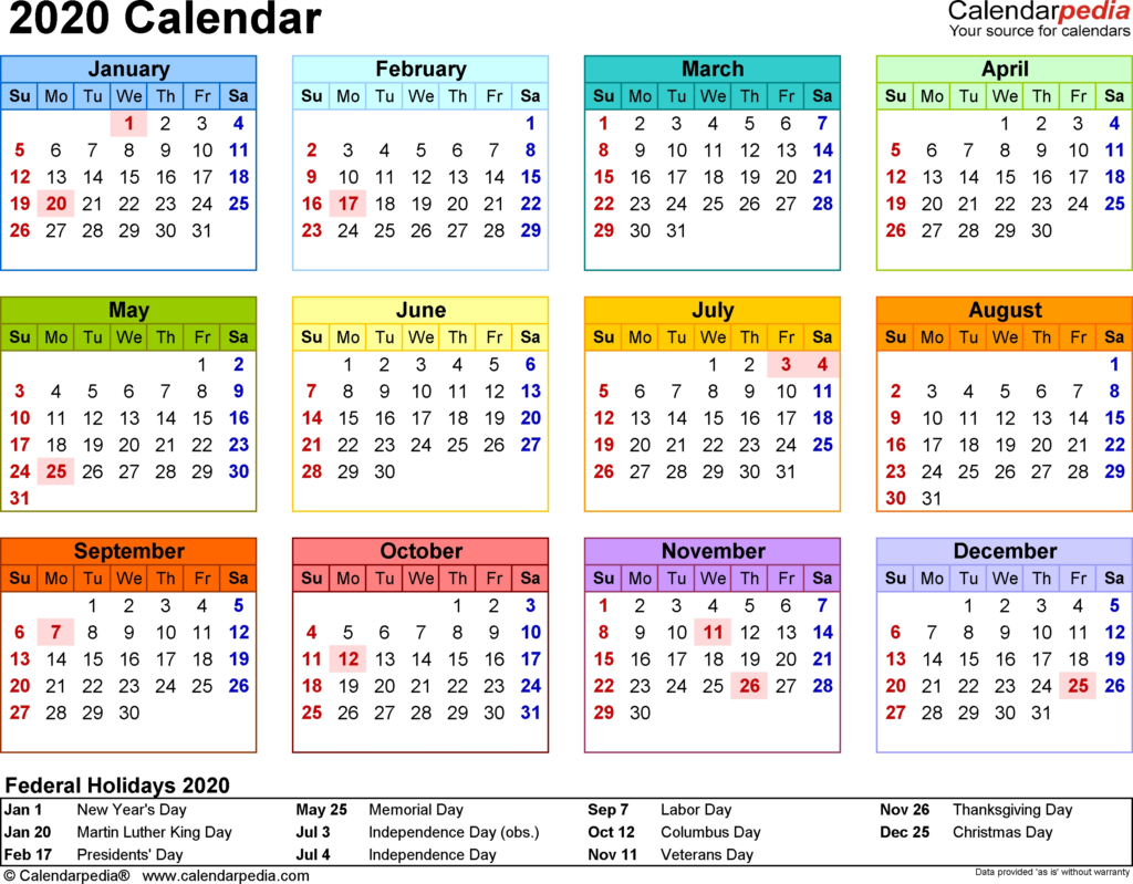 2020 Calendar With Week Numbers In Excel - 2020 Calendar With Week Numbers Excel