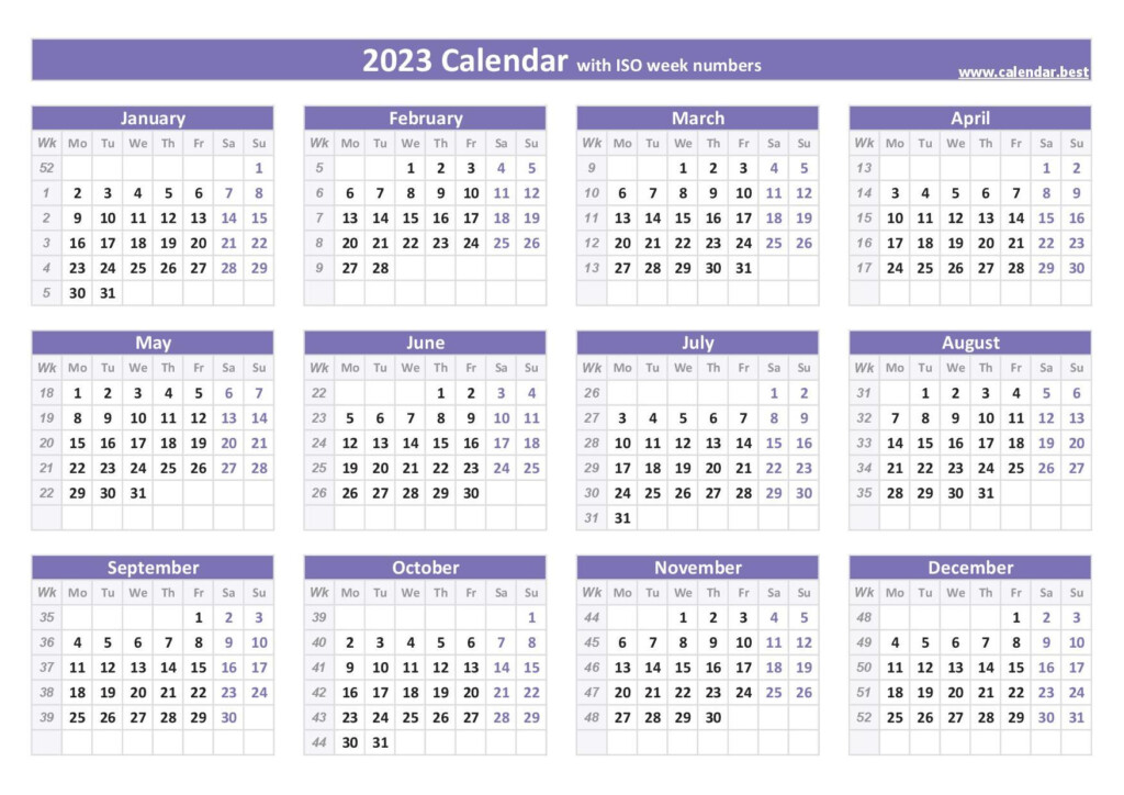 2023 Calendar With Week Numbers Printable Calendar 2023 - Show Me Calendar With Week Numbers