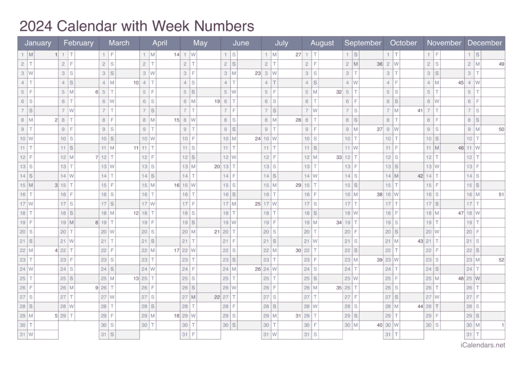 2024 Calendar With Weeks Numbered Printable Sheet 2024 Calendar With  - Calendar With Weeks Numbered 2024