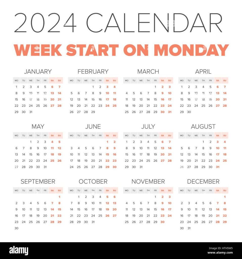 2024 One Page Yearly Calendar With Week Numbers Simple Calendar 2024  - Annual Calendar With Week Numbers 2024