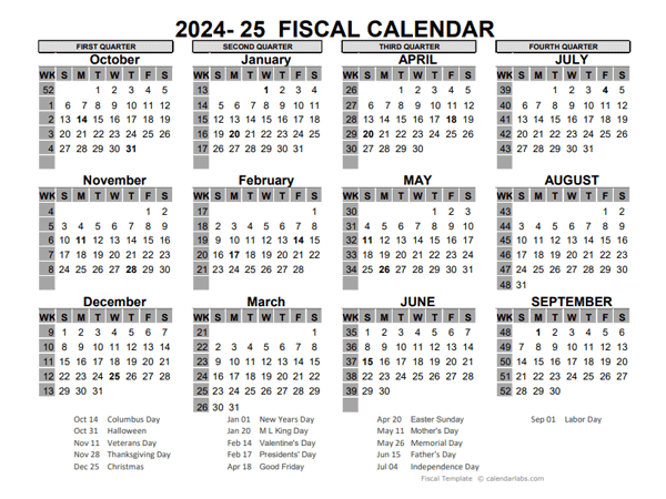 2024 US Fiscal Year Template Free Printable Templates - Fiscal Year Calendar 2024 With Week Numbers