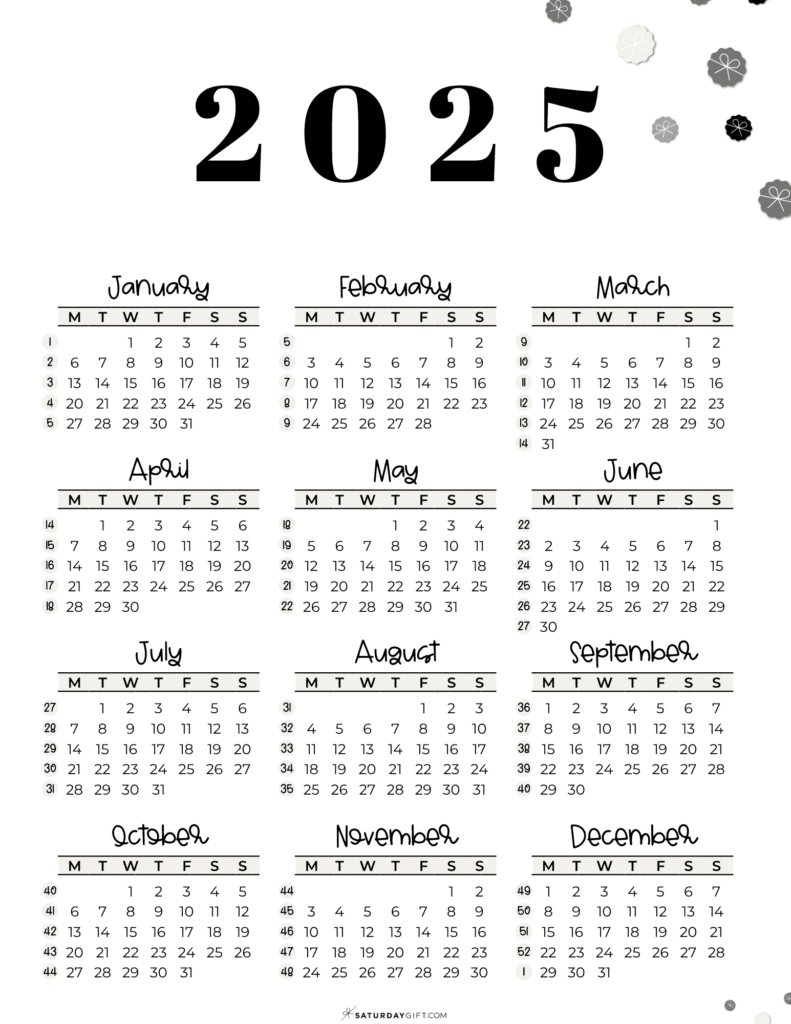 2025 Calendar With Week Numbers - 2025 Printable Calendar With Week Numbers