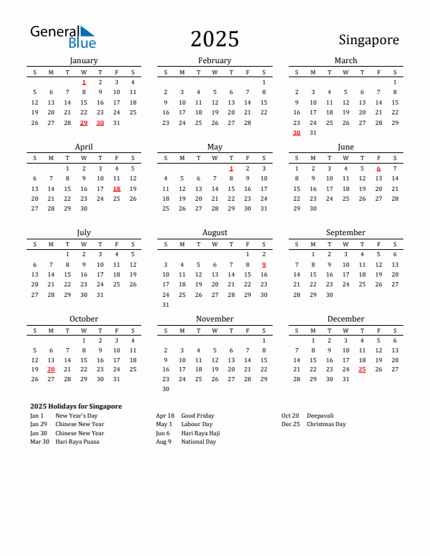 2025 Singapore Calendar With Holidays - Singapore Calendar 2025 With Week Numbers