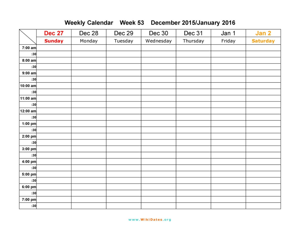 26 Blank Weekly Calendar Templates PDF Excel Word Template Lab - Weekly Calendar Numbers