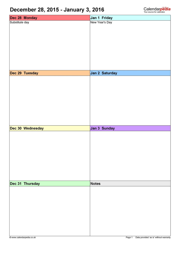 26 Blank Weekly Calendar Templates PDF Excel Word TemplateLab - Numbers Weekly Calendar Template