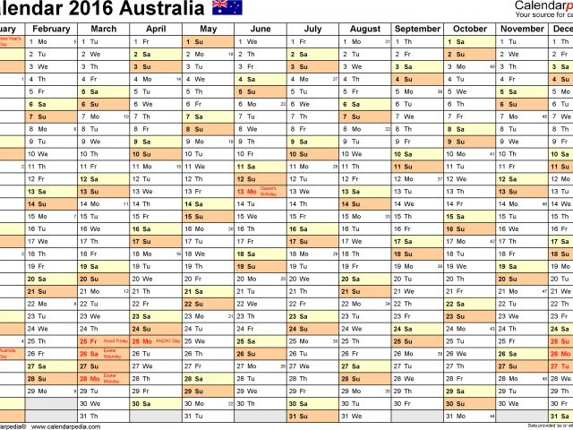 Australian Calendar Template 2015 Australia Calendar 2016 Free  - 2015 Australian Calendar With Week Numbers