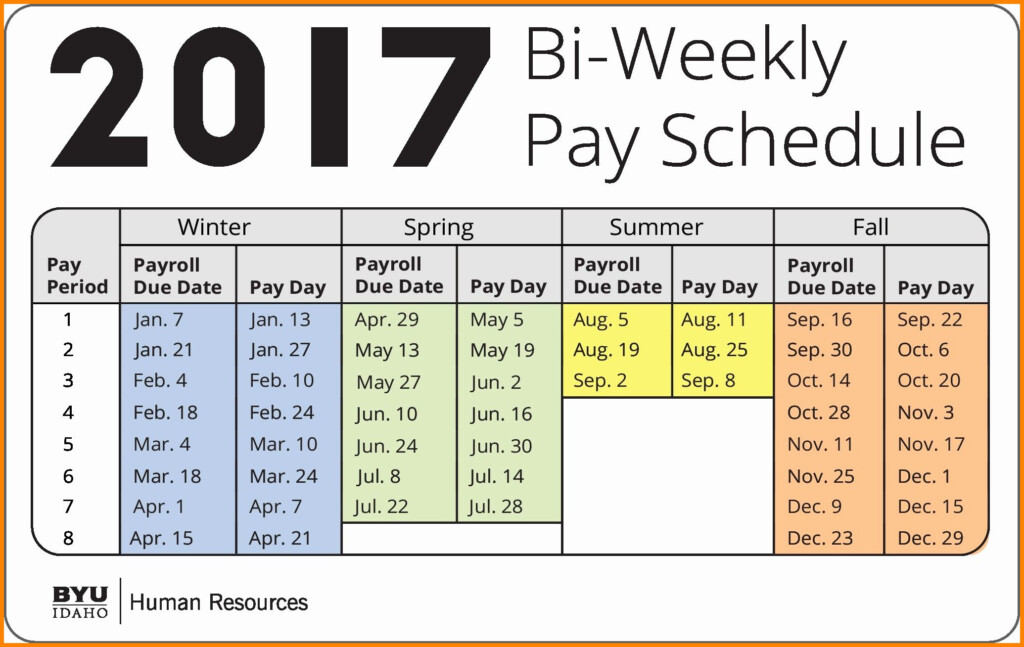 Biweekly Payroll Calendar Template 2017 Beautiful 7 Bi Weekly Payroll  - 2017 Payroll Calendar With Week Numbers