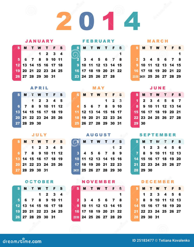 Calendar 2014 Stock Vector Illustration Of Planning 25183477 - 2014 Calendar Numbered Weeks