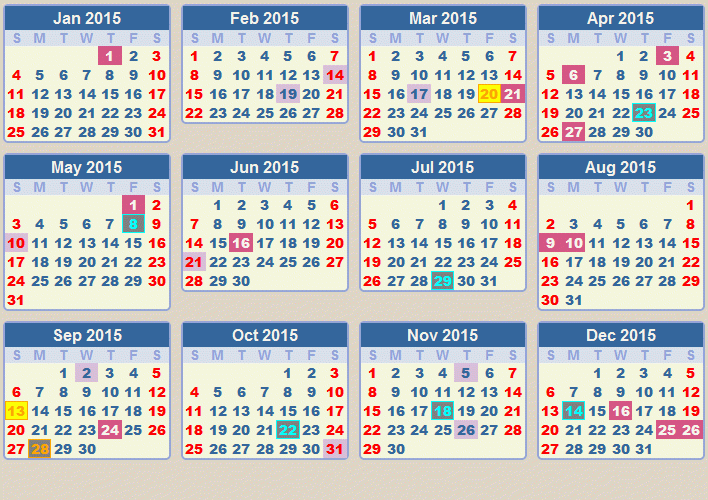 CALENDAR 2015 School Terms And Holidays South Africa - 2015 Calendar South Africa With Week Numbers