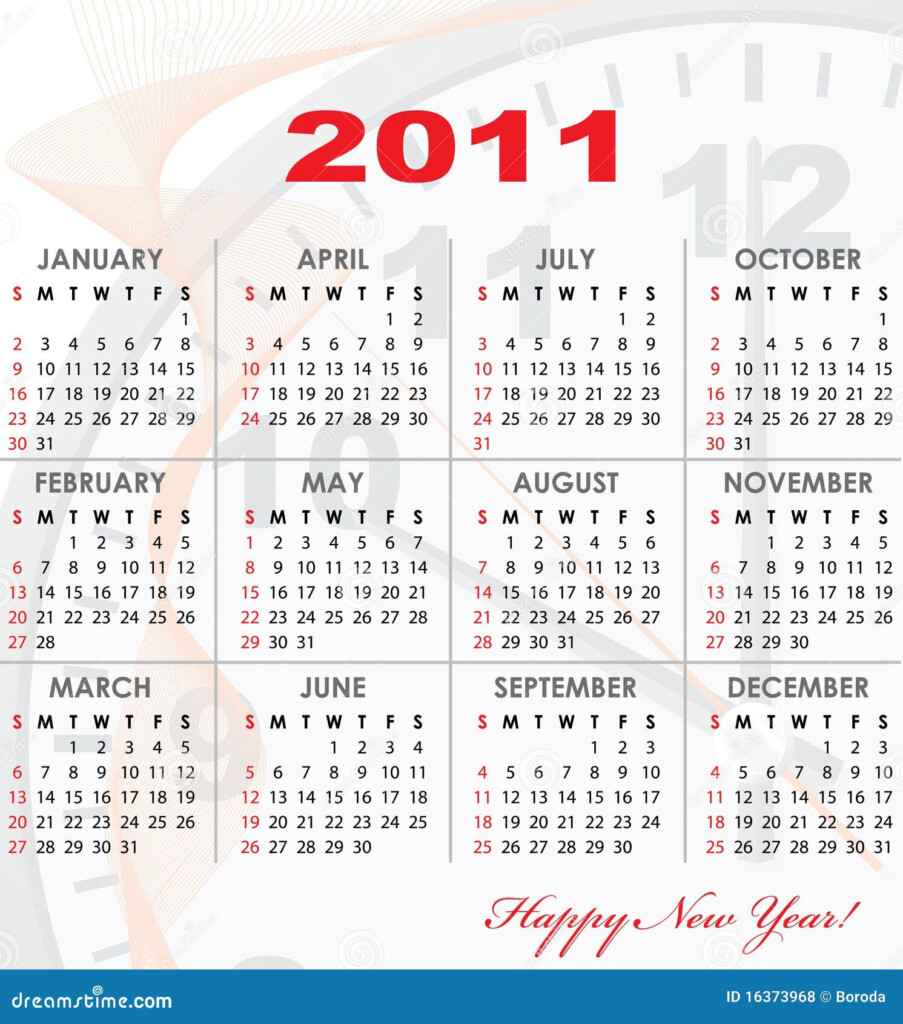 Calendar Grid Of 2011 Year Stock Vector Illustration Of Calendar  - 2011 Calendar With Week Numbers