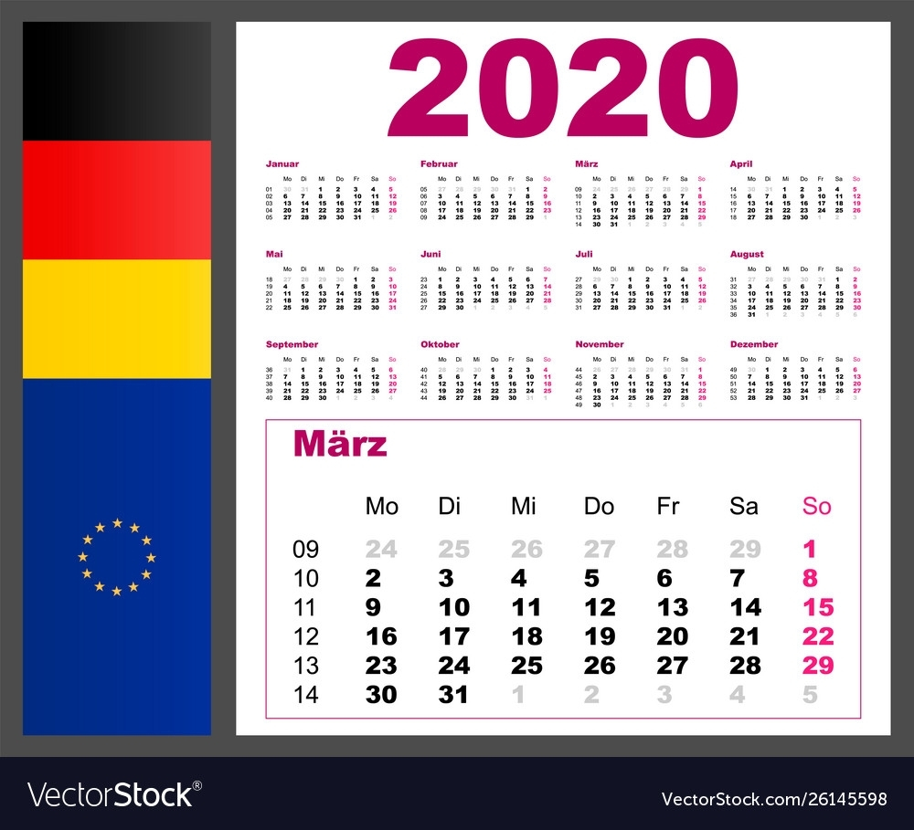 Calendar In German - Week Numbers In German Calendar