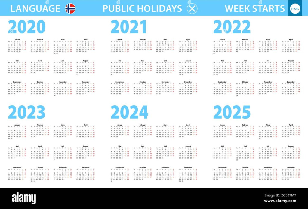 Calendar In Norwegian Language For Year 2020 2021 2022 2023 2024  - Norwegian Calendar Week Numbers