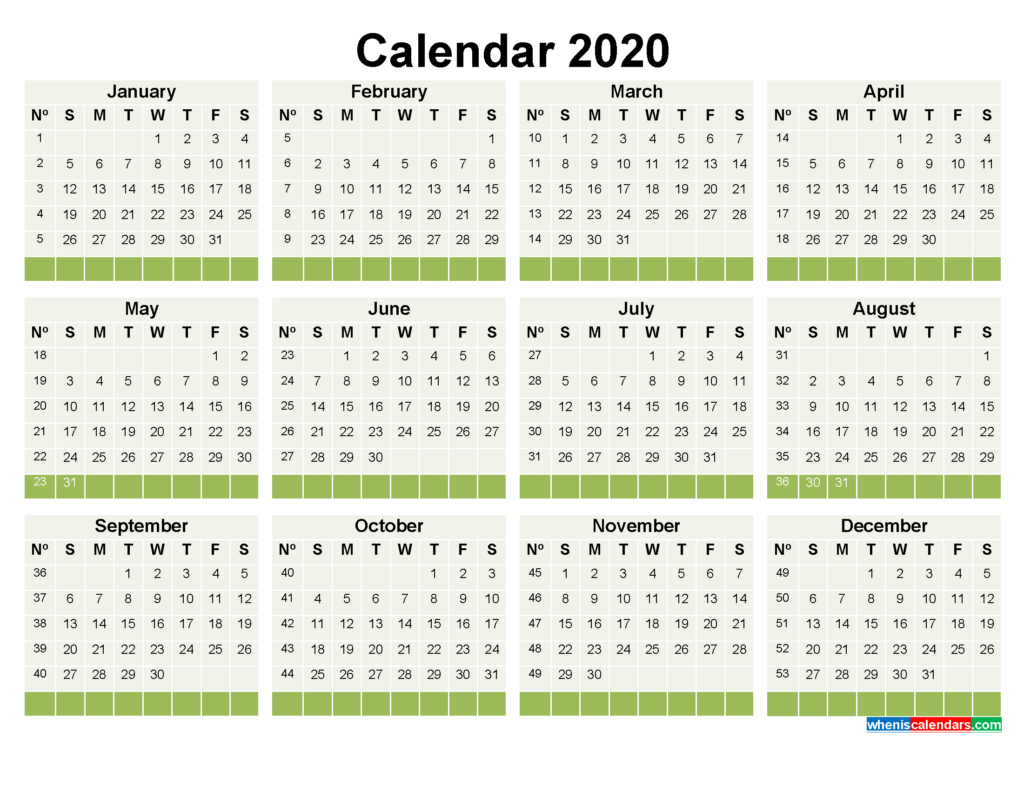 Calendar With Week Numbers 2020 Pdf Calendar Printables Free Templates - Calendar 2020 With Week Numbers Pdf