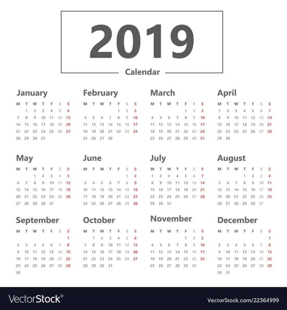 Calendar With Week Starting On A Monday - 2019 Calendar With Week Numbers Starting Monday