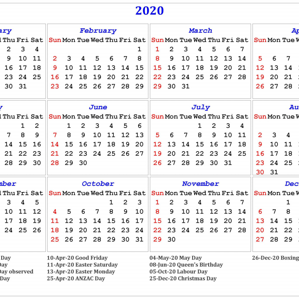 Calendar Year 2020 Australia Calendar Printables Free Templates - 2020 Calendar With Week Numbers Australia