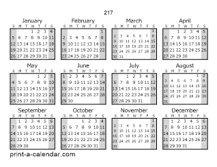 Download 217 Printable Calendars - 217 Calendar With Week Numbers