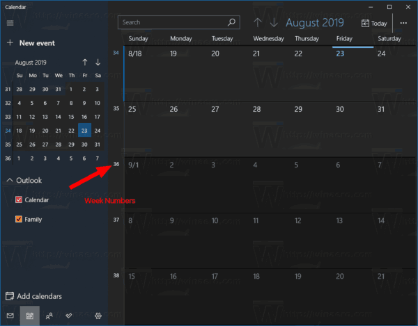 Enable Week Numbers For Calendar App In Windows 10 - Add Week Numbers To Windows Taskbar Calendar