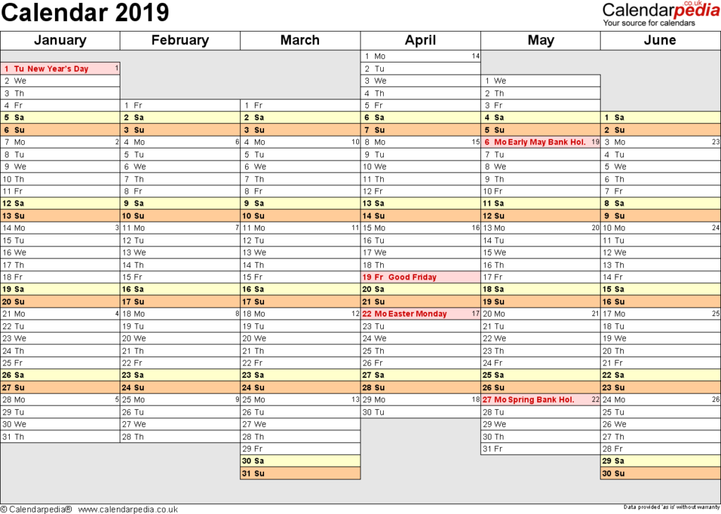 Excel Calendar 2019 UK 17 Printable Templates xlsx Free  - Excel Calendar 2019 With Week Numbers