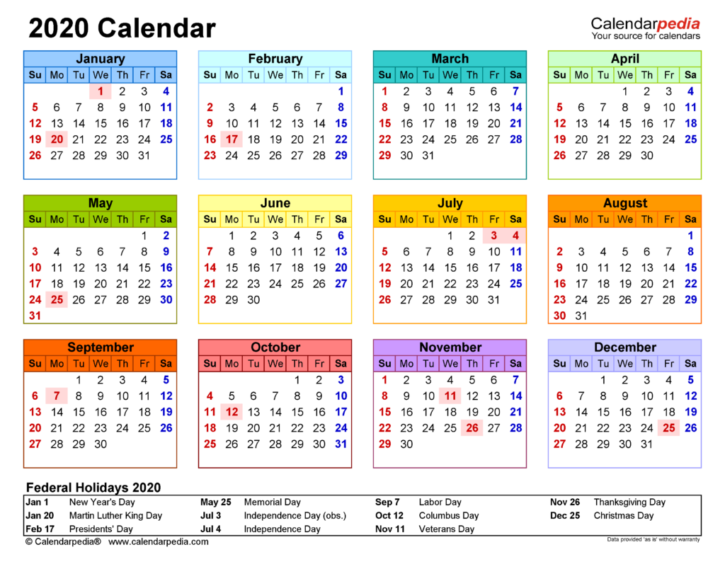 Excel Sheet 2020 Calendar With Week Numbers Printable - Excel Calendar With Week Numbers 2020