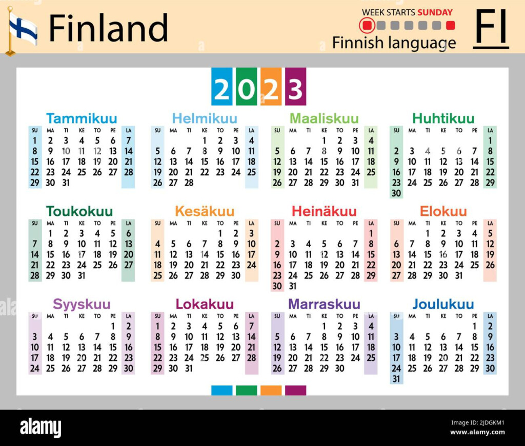 Finnish Horizontal Pocket Calendar For 2023 two Thousand Twenty Three  - Finnish Calendar With Week Numbers