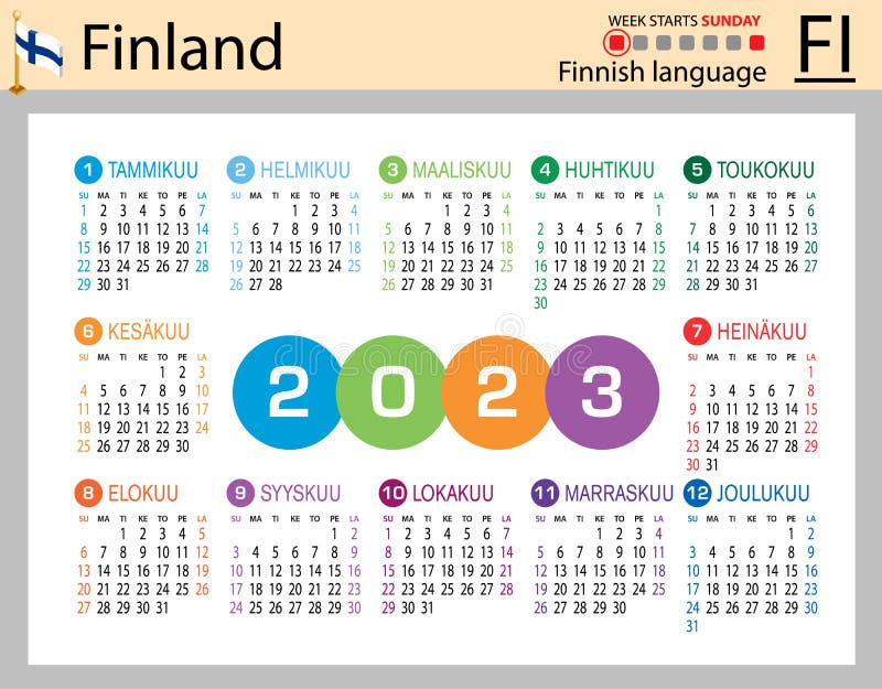 Finnish Horizontal Pocket Calendar For 2023 Week Starts Sunday Stock  - Finnish Calendar With Week Numbers