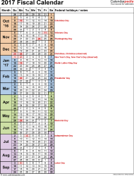 Fiscal Calendars 2017 Free Printable PDF Templates - Fiscal Calendar 2017 Week Numbers