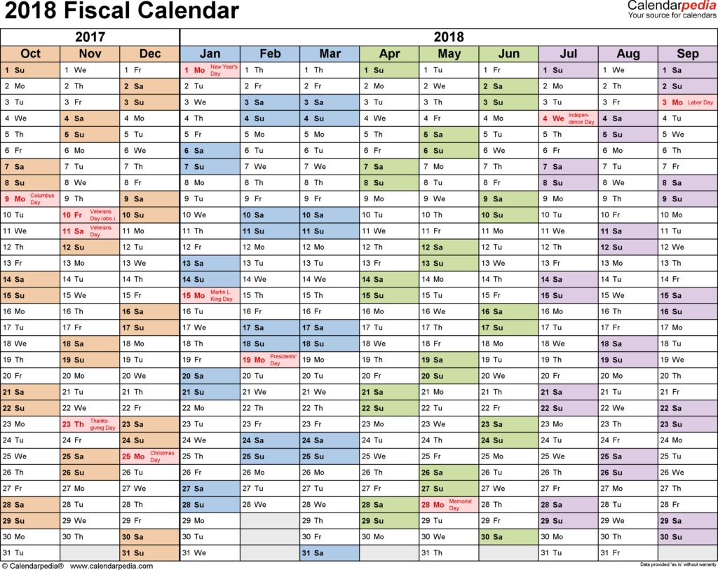 Fiscal Calendars 2018 Free Printable Excel Templates - Fiscal Calendar 2018 Week Numbers