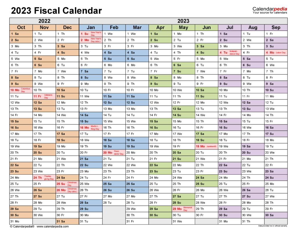 Fiscal Calendars 2023 Free Printable Excel Templates - Fiscal Calendar Week Numbers