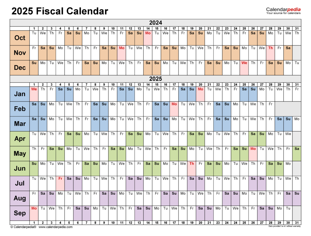 Fiscal Calendars 2025 Free Printable PDF Templates - 2025 Fiscal Calendar With Week Numbers