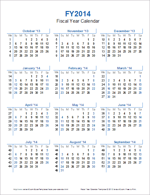 Fiscal Year Calendar Template For 2014 And Beyond - 2014 Financial Year Calendar Week Numbers